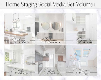 Home Staging Real Estate Social Media Set + BONUS - Facebook Instagram Interior Designer, Home Stager, Realtor Agent Marketing