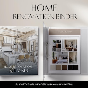 Ultimate Home Renovation Binder | Complete Digital Project Planner with Budget, Timeline & Design Templates