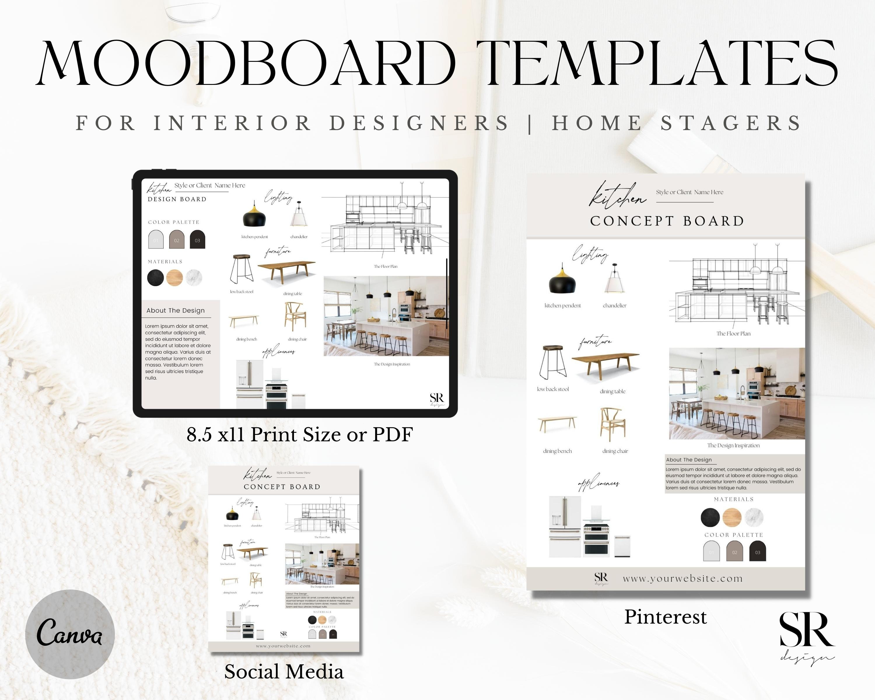 Interior Design Mood Board Template | Editable Concept Presentation ...