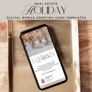 Digital Holiday Greeting Cards | Canva Editable Template | Mobile Text Christmas Card | New Year | Client Appreciation Thank You Card