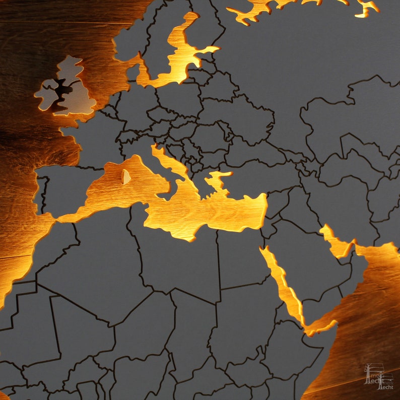 Weltkarte Eiche Style Eiche Dekor mit Struktur und Ländergrenzen Viele Varianten & Größen Bild 3