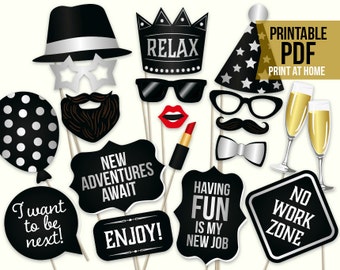 Retirement Photo Booth Props Printable Pdf Retirement Party Etsy