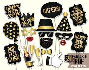 new years photo booth nye new years eve props printable pdf 2019 photo booth props black and gold party instant download happy new year etsy new years photo booth nye new years eve props printable pdf 2019 photo booth props black and gold party instant download happy new year etsy