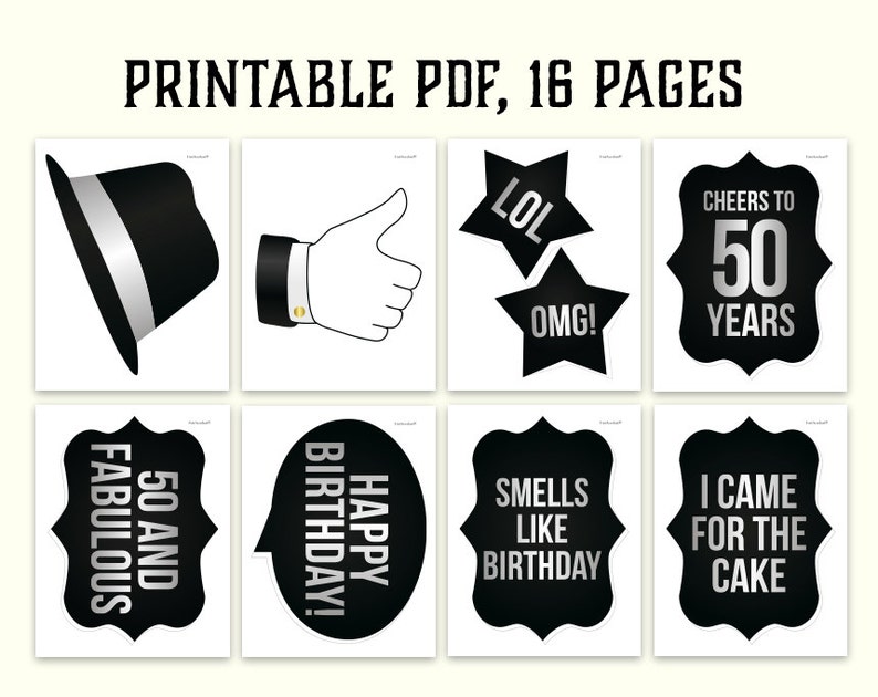 Free Printable 50th Birthday Photo Booth Props Printable