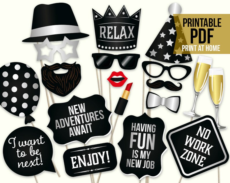 picture relating to Photo Booth Props Printable known as Retirement image booth props: printable PDF. Retirement occasion Designs. Retirement bash decorations decor. Electronic retirement image props