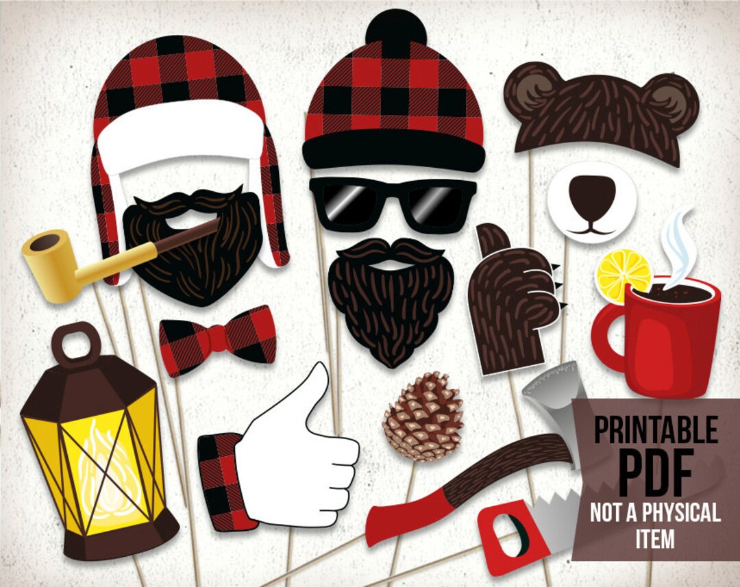 Lumberjack Photo Booth Props : Printable PDF. Lumberjack Party ...