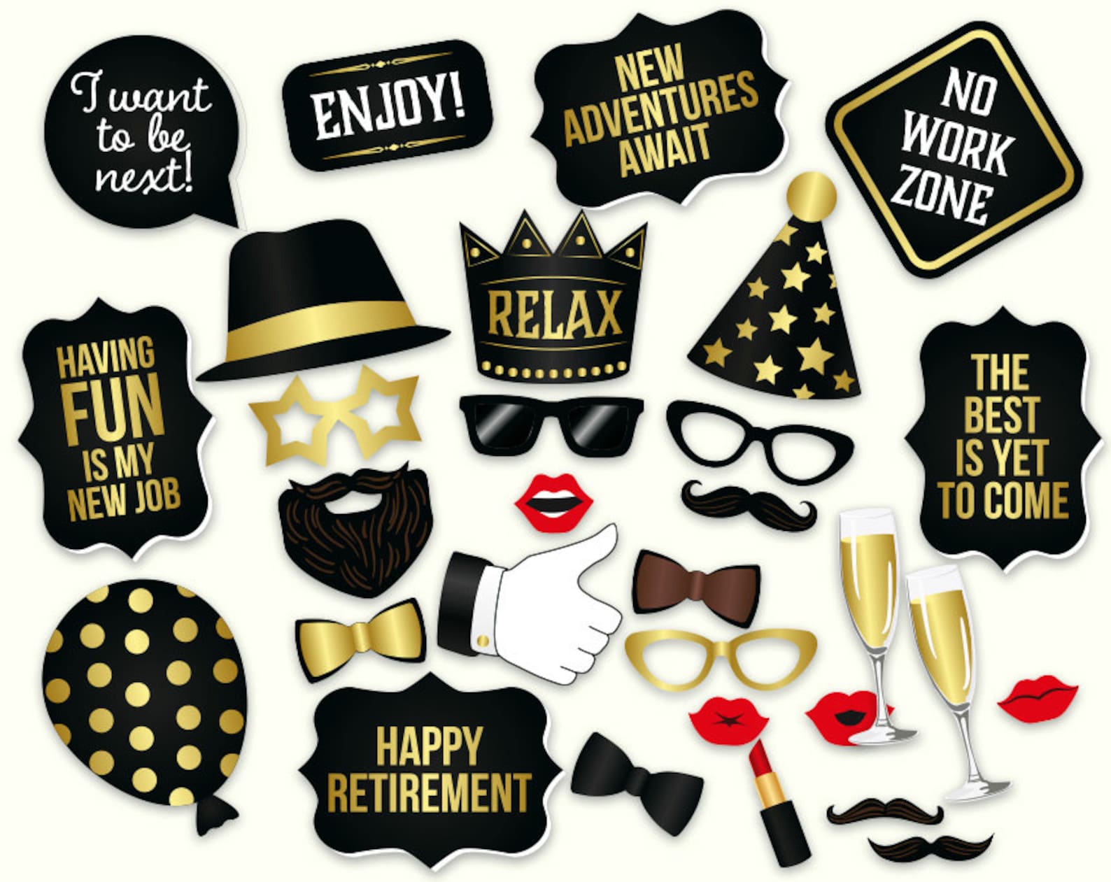 Retirement Photo Booth Props Printable PDF. Retirement Party Etsy