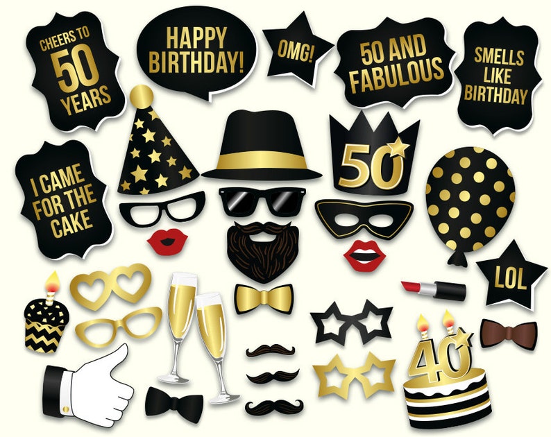 50th-birthday-photo-booth-props-printable-pdf-black-and-gold-etsy