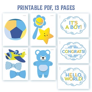 Baby Boy Photo Booth Props: Printable PDF. Baby Boy Photo Props, Baby ...