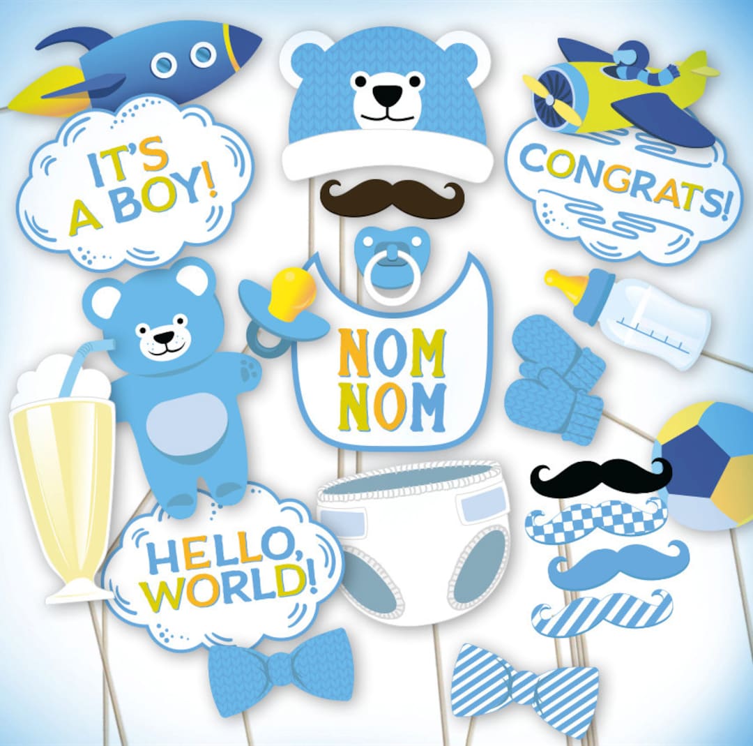 Baby Boy Photo Booth Props Printable PDF. Baby Boy Photo Props, Baby