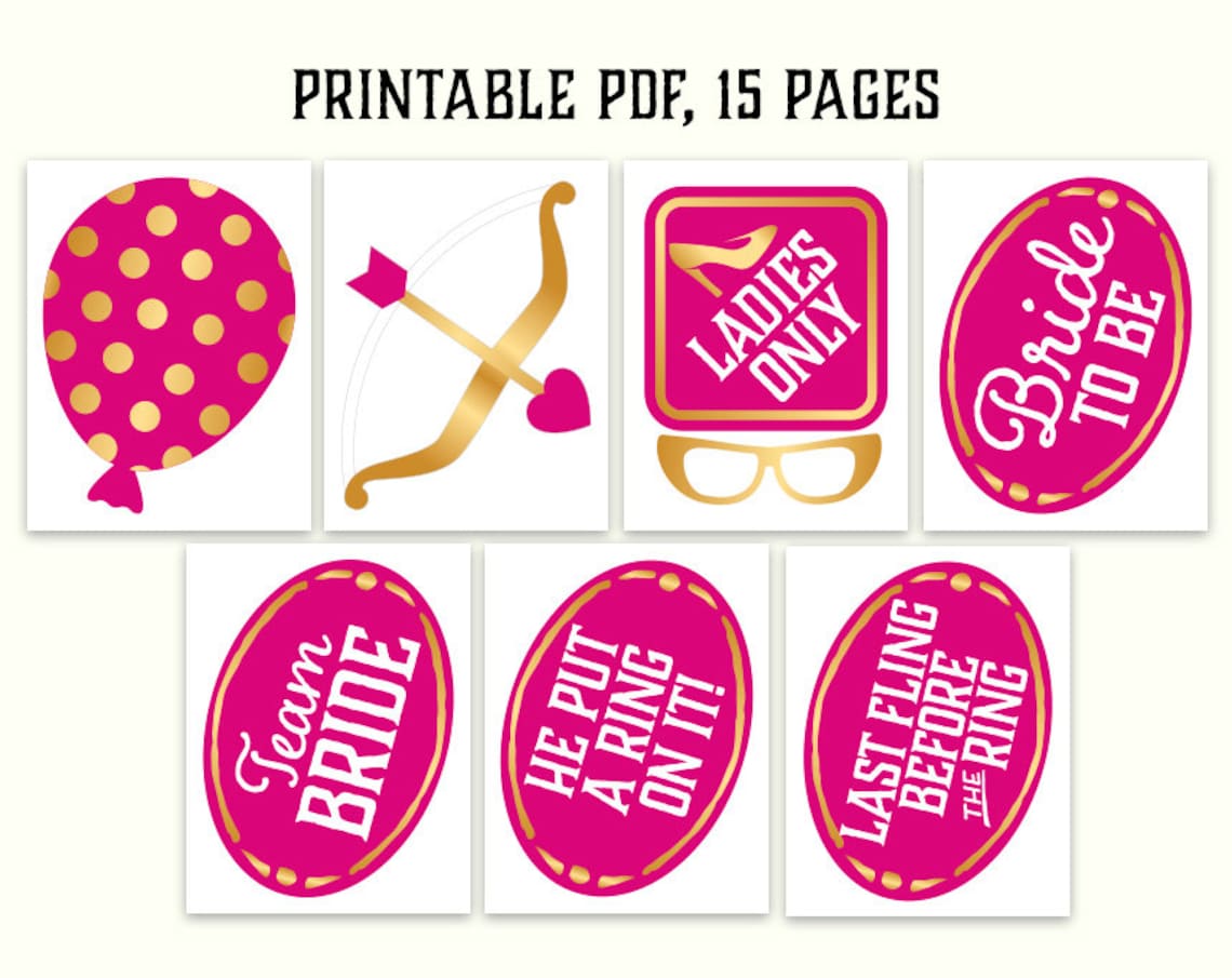 Bachelorette Photo Booth Props: Printable PDF. Bachelorette - Etsy