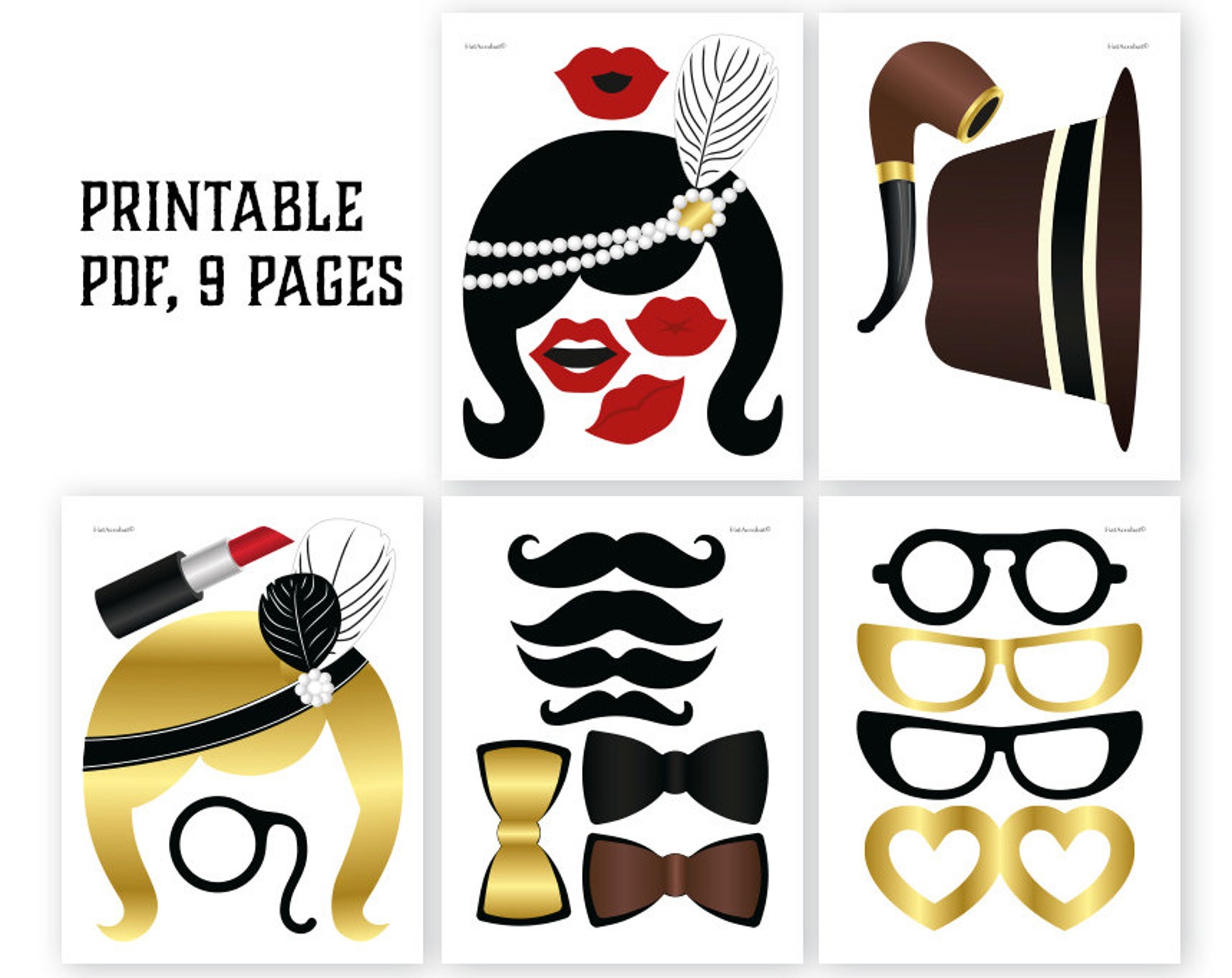 Gatsby Photo Booth Props Printable PDF. Great Gatsby Props. New Years ...