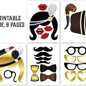 Gatsby Photo Booth Props Printable PDF. Great Gatsby Props. New Years ...