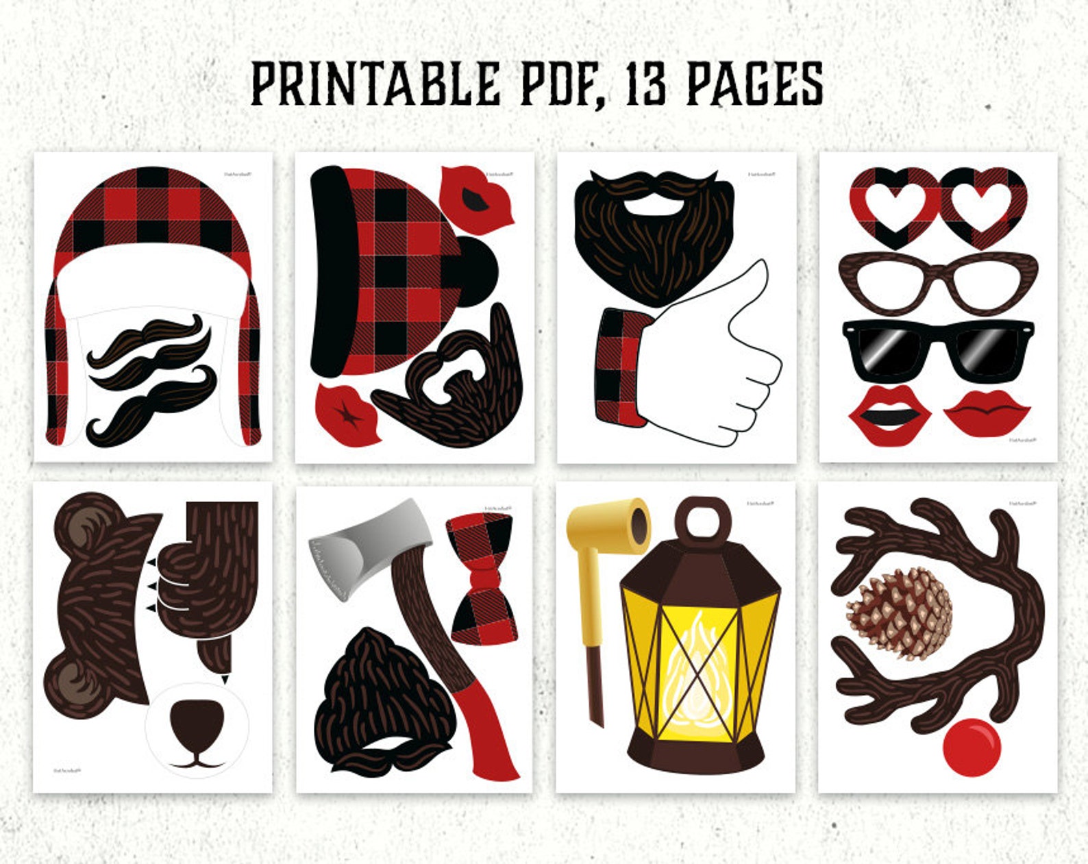 Lumberjack Photo Booth Props : Printable PDF. Lumberjack Party - Etsy