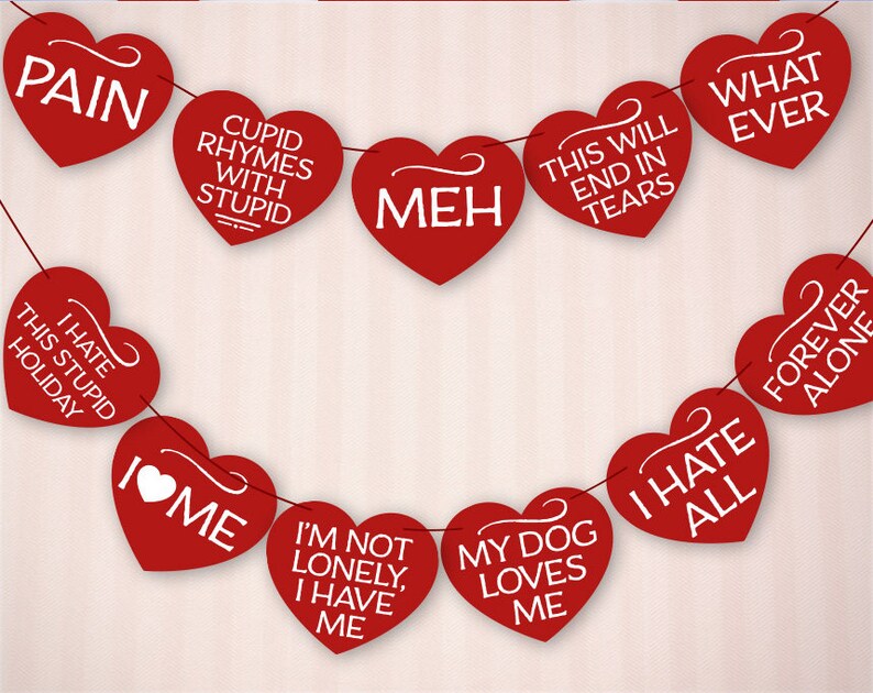 Anti Valentine photo booth props: printable PDF. Anti Valentines Day photoboth decorations. Funny Anti-Valentine's party supplies, download. image 5