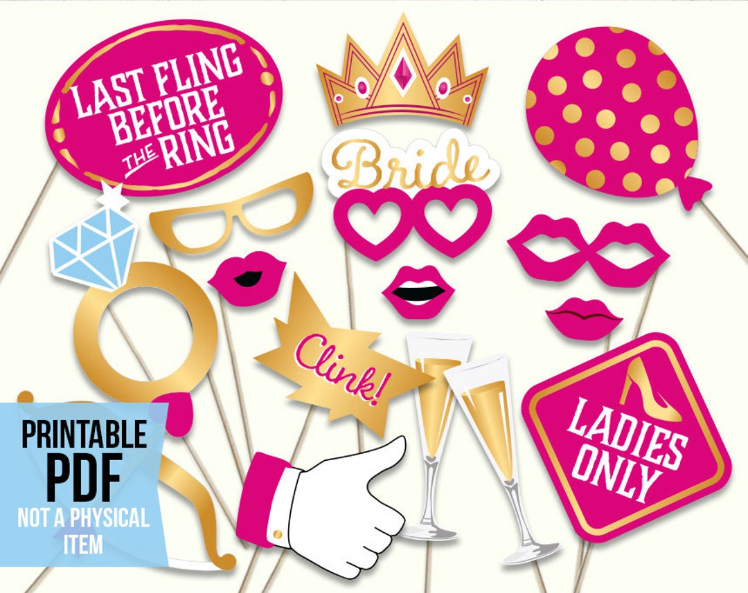 Bachelorette Photo Booth Props: Printable PDF. Bachelorette Party Photo ...