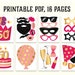 50th Birthday Photo Booth Props: Printable PDF. Hot Pink and Gold ...