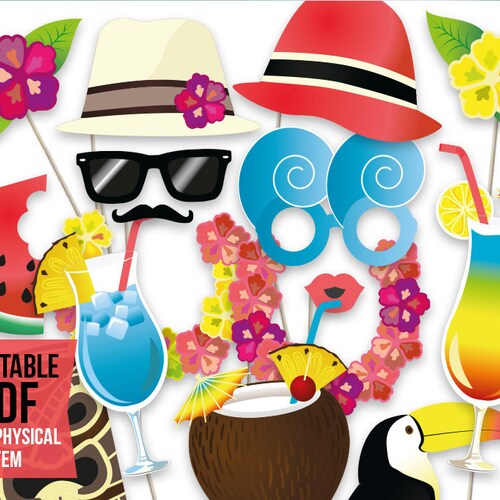 Hawaiian Photo Booth Props: Printable PDF. Luau Photo Booth - Etsy