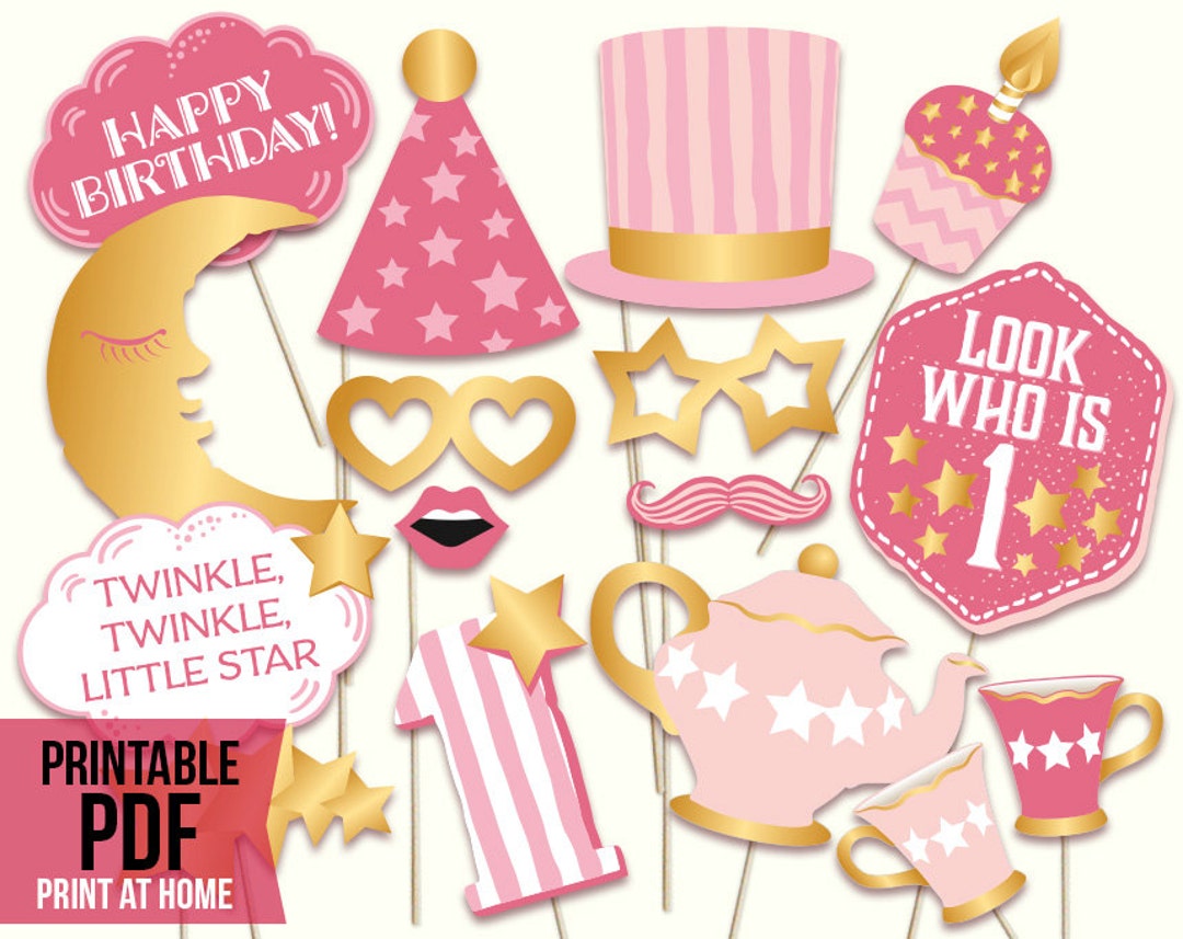 Twinkle Twinkle Little Star PRINTABLE First Birthday Girl Photo Booth ...
