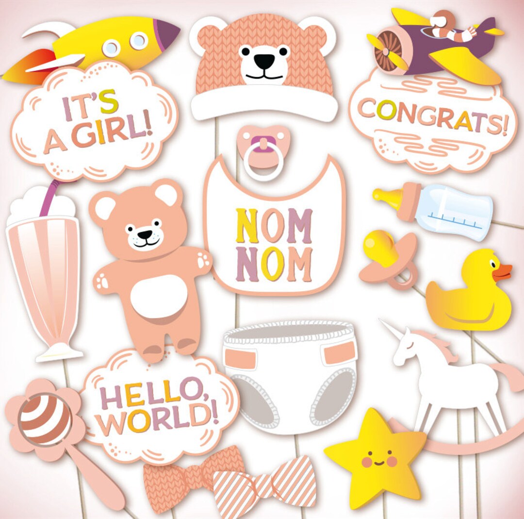 Girl Baby Shower Photo Booth Props: Printable PDF. Baby Shower ...