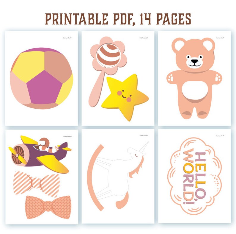 Girl baby shower photo booth props: printable PDF. Baby shower | Etsy