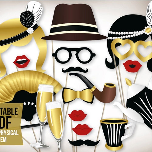 JeVenis 1920er Jahre Photo Booth Props – 40-teiliges Set Für Gatsby-Partys
