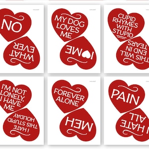 Anti Valentine photo booth props: printable PDF. Anti Valentines Day photoboth decorations. Funny Anti-Valentine's party supplies, download. image 3