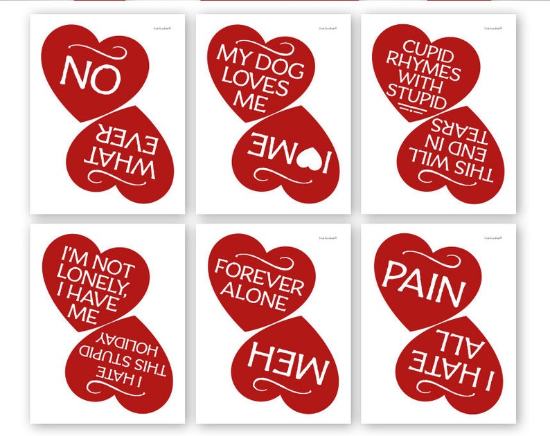 Anti Valentine photo booth props: printable PDF. Anti Valentines Day photoboth decorations. Funny Anti-Valentine's party supplies, download. image 3