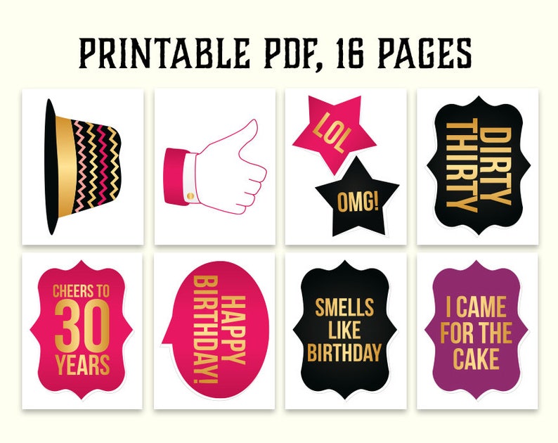 30th-birthday-photo-booth-props-printable-pdf-hot-pink-and-etsy