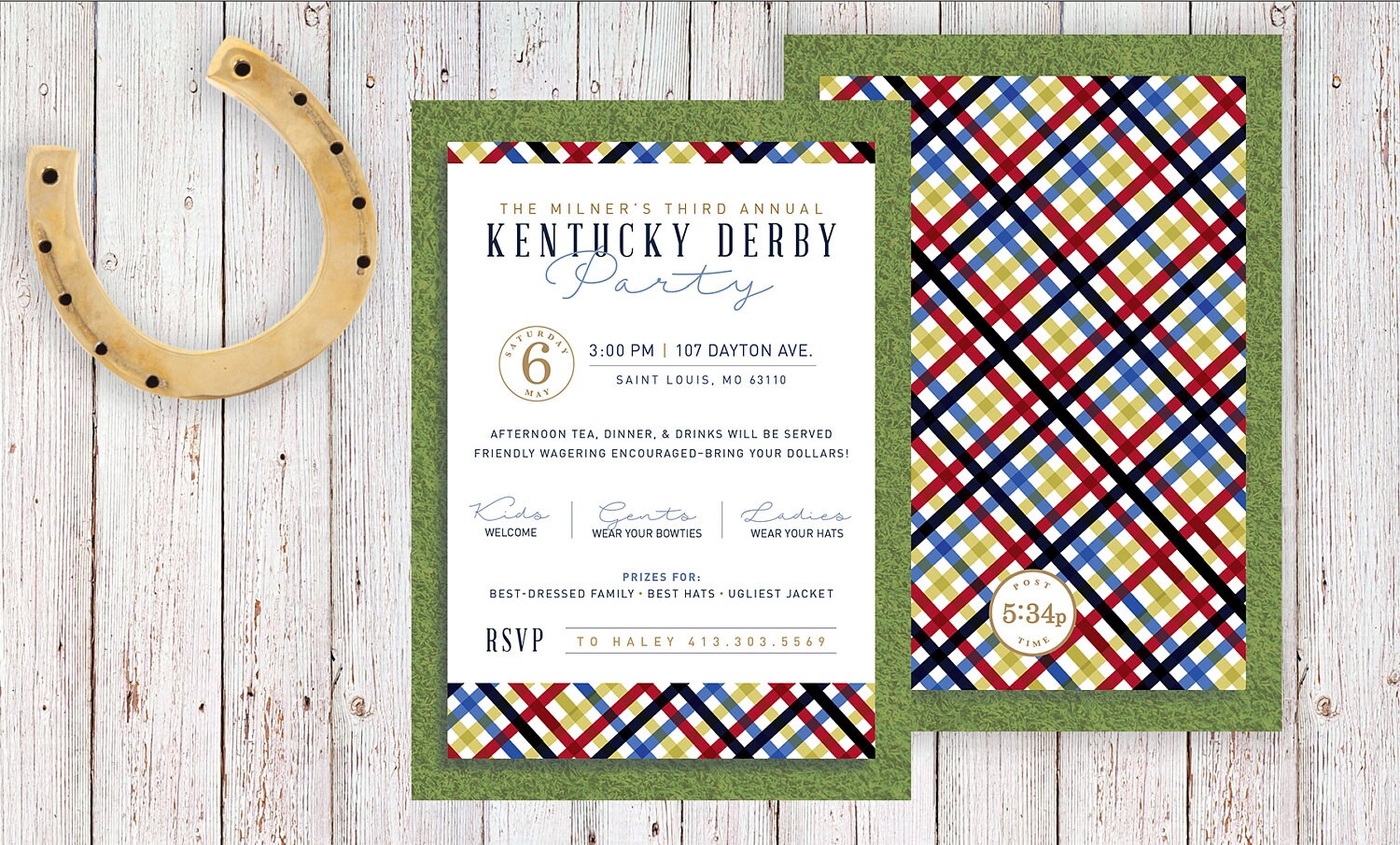 Kentucky Derby Invitation Plaid Etsy