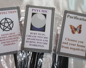 Stick Incense, Witch Shop Stick Incense, Protection from Enemies, Psychic Awareness, Clear Negative Energy.