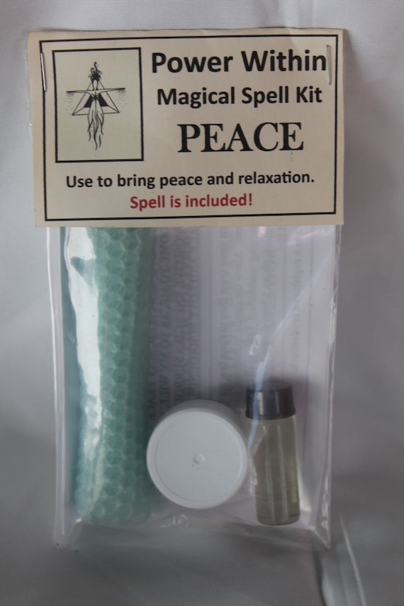Peace Candle, Bring Peace, Relaxation, Contentment, Intention Candle, Peace Spell Kit, Wiccan Ritual Supplies.