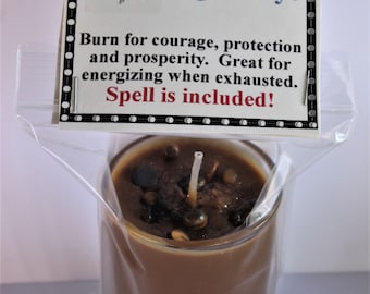 Prosperity Candle, Brings Prosperity, Bringing Courage, Tiger's Eye Candle, Intention Candle, Spell Candle, Crystal Candle.