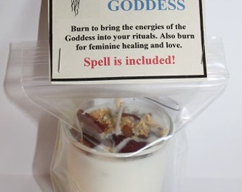 Goddess Candle, Enhance Feminine Energy, Brings Love and Healing, Goddess Energy, Soy Candle, Herbal Candle, Intuition Candle, Spell Candle.
