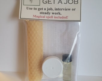 Get A Job Candle, Get a Job, Interview, Steady Work, Intention Candle, Spell Kit, Wicca Supplies.