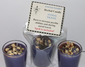 Astral Travel Candle, Increase Psychic Abilities, Psychic Workings, Herbal Candle, Intention Candle, Spell Candle, Soy Candle.