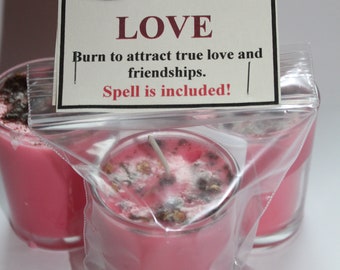 Attract Love, True Friendships, Love Herbal Candle, Spell, Intention Candle, Soy Candle.