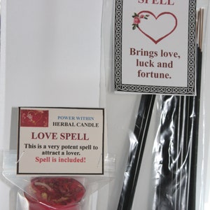 Love Spell, Love Spell Candle, Brings Love, attract a Lover, Stick Incense, Herbal Candle, Intention Candle, Soy Candle, love spell incense.