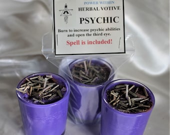 Psychic Herbal Soy Candle, Intuition Candle, Increase Psychic Abilities, Psychic Workings, Opens the Third Eye, Spell Candle.