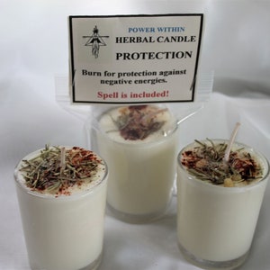 Protection Candle, Protection Spell Candle, Herbal Candle, Burn for Protection, Against Negative Energies, Intuition Candle, Soy Candle.