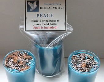 Peace Candle, Bring Peace, Calmness, Tranquility, Herbal Candle, Intention Candle, Spell Candle, Soy Candle.