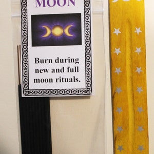 Stick Incense, Moon Stick Incense, empowerment, moon magic, moon phase, Triple Moon.