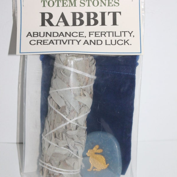 Rabbit Gemstone Kit, Brings Abundance, Brings Luck, Aids with Creativity, Rabbit Spirit Kit, Totem Animal Kit, Animal Totem Kit.