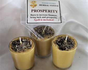 Prosperity Candle, Money Candle, Attract Money, Increase Finances,  Intention Candle, Herbal Candle, Spell Candle.