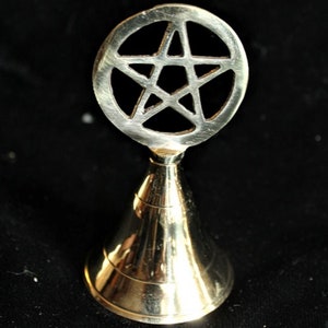 Altar Bell, Wiccan Altar Bell, Pentacle Altar Bell, Wiccan Altar Supplies, Brass Bell.