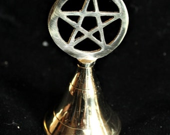 Altar Bell, Wicca Altar Bell, Pentacle Altar Bell, Wicca Supplies, Brass Bell.