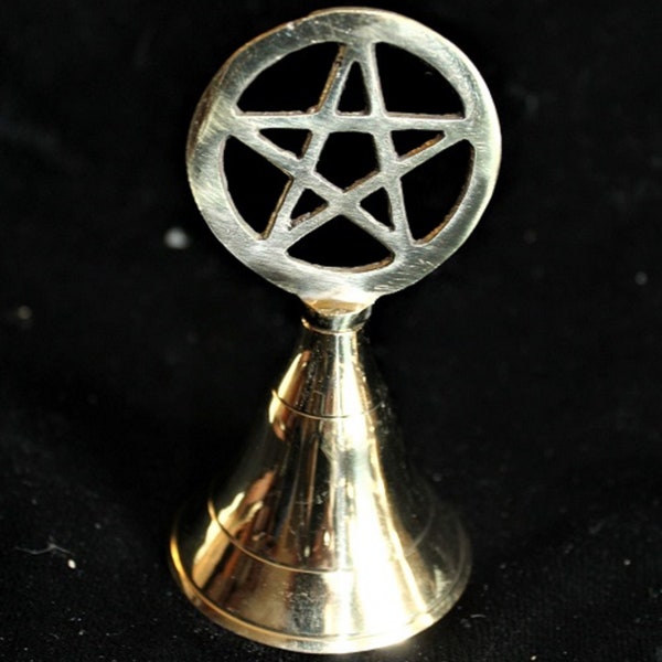 Altar Bell, Wicca Altar Bell, Pentacle Altar Bell, Wicca Supplies, Brass Bell.