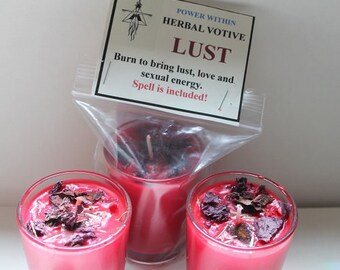 Lust Candle, Bring Lust, Attract Love, Sexual Energy, Herbal Candle, Spell Candle, Intention Candle, Fragrance Candle.