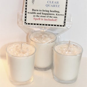 Healing Candle, Clear Quartz, Crystal Candle, Quartz Crystals, Bring Healing, Healing Stone, Intention Candle, Spell Candle, Soy Candle.