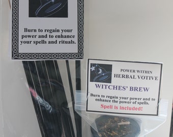 Witches Brew Deal, Witches Brew Herbal Spell Candle, Witches Brew Spell Candle, Stick Incense, Handmade.